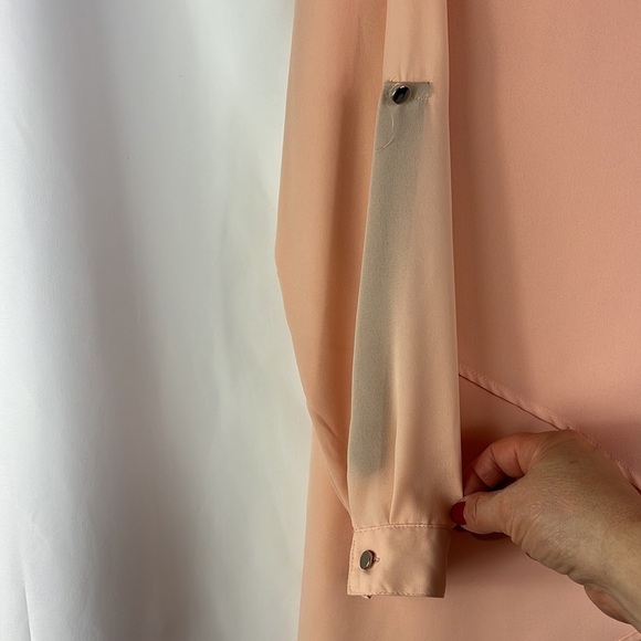 Relativity midi dress roll tab sleeves asymmetric hem Sz M - Picture 6 of 12